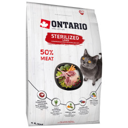 Ontario Cat Sterilised Lamb сухой корм для взрослых стерилизованных кошек и кастрированных котов, с ягненком - 6,5 кг