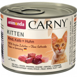 Animonda Carny Kitten влажный корм для котят с говядиной, телятиной и курицей - 200 г (6 шт в уп)