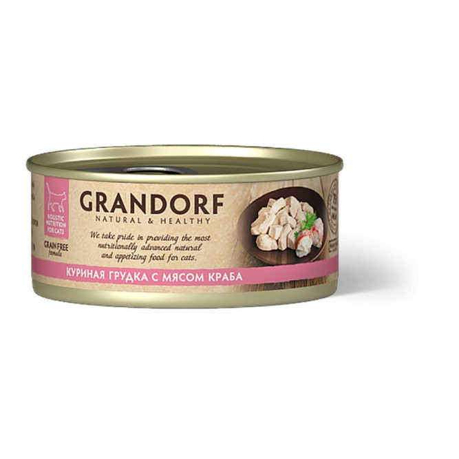 Grandorf chicken With Crab In Broth влажный корм для кошек, куриная грудка с мясом краба - 70 г х 6 шт