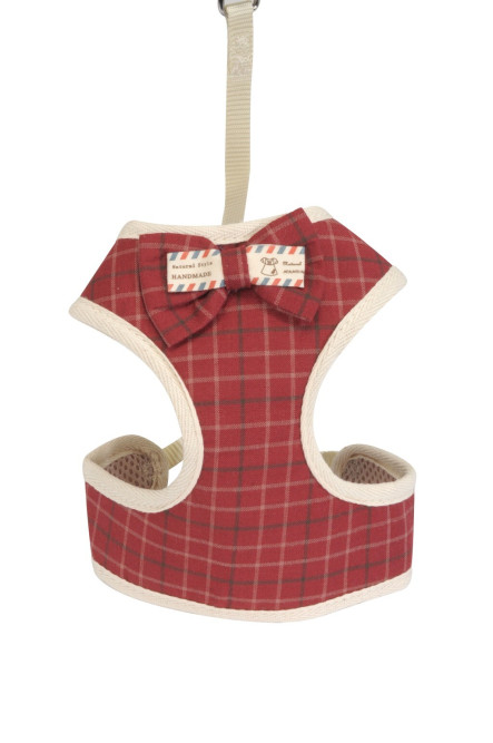 Camon шлейка для собак с поводком "Scottish red", красная, размер S