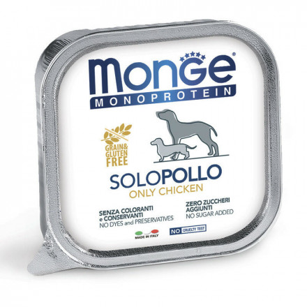 Monge Dog Monoprotein Solo влажный корм для взрослых собак c курицей в ламистере 150 г (24 шт в уп)