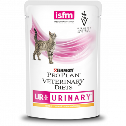 Purina Pro Plan Veterinary Diets UR St/Ox Urinary влажный корм для взрослых кошек с болезнями нижних отделов мочевыводящих путей с курицей - 85 г х 10 шт