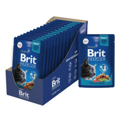Brit Premium паучи для взрослых кошек с цыпленком и перепелкой кусочки в соусе - 85 г х 14 шт