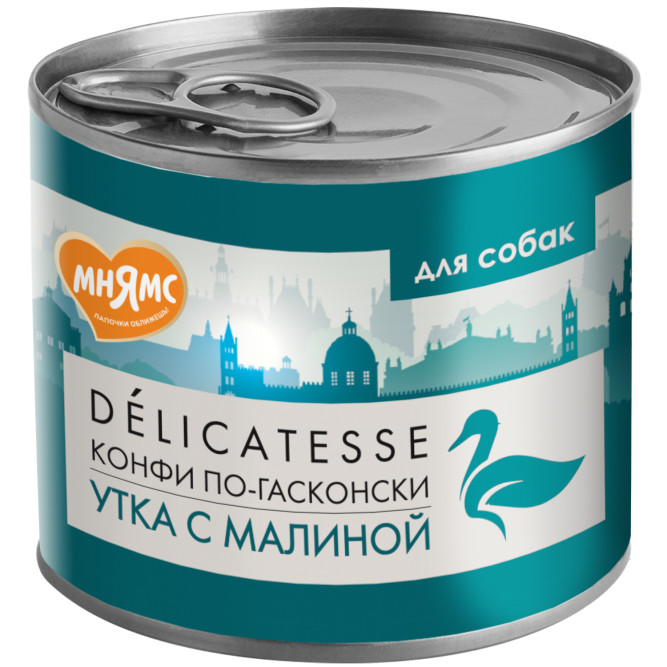Мнямс Delicatesse "Конфи по-гасконски" влажный корм для собак паштет из утки с малиной, в консервах - 200 г х 6 шт (+ 6 шт В ПОДАРОК)