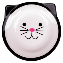 Mr.Kranch миска керамическая для кошек Мордочка кошки, 150 мл, черная