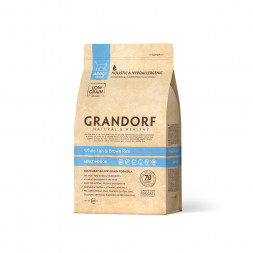 Grandorf white Fish &amp; Brown Rice Indoor Adult сухой корм для домашних кошек, белая рыба с бурым рисом - 400 г