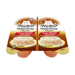 Inaba Ciao Twins Terrine влажный дополнительный корм для взрослых кошек, паштет из тунца Магуро с куриным филе со вкусом кацуобуси, в ламистерах - 70 г х 8 шт