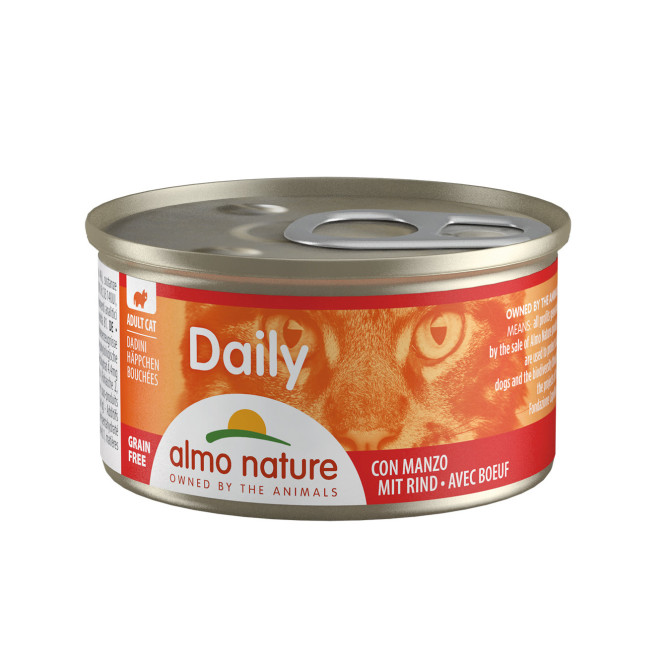 Almo Nature Daily Menu Cat Chunks with Beef повседневный сбалансированный консервированный корм с кусочками говядины для кошек всех возрастов - 85 г х 24 шт