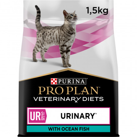 Purina Pro Plan Veterinary Diets UR St/Ox Urinary сухой корм для взрослых кошек с болезнями нижних отделов мочевыводящих путей с океанической рыбой - 1,5 кг