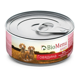 BioMenu Adult влажный корм для взрослых собак с говядиной, в консервах  - 100 г х 24 шт