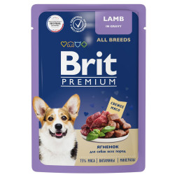 Brit Premium паучи для взрослых собак всех пород с ягненком в соусе - 85 г х 14 шт