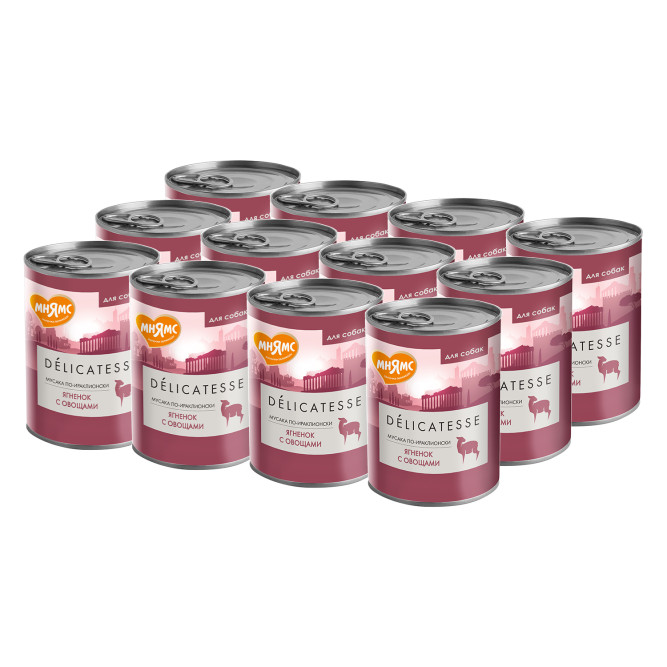 Мнямс Delicatesse "Мусака по-ираклионски" влажный корм для собак паштет из ягненка с овощами, в консервах - 400 г х 12 шт