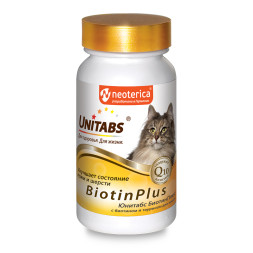 Unitabs BiotinPlus витамины с Q10 для кошек - 120 табл.