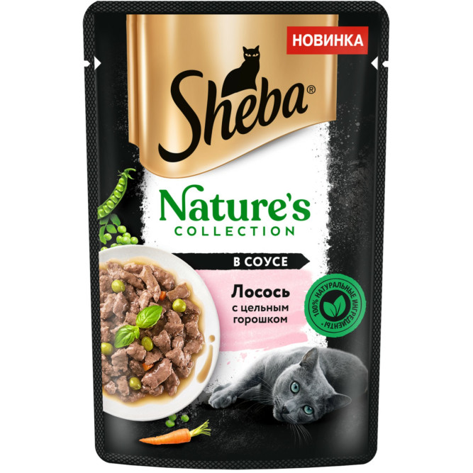 Sheba Nature's Collection влажный корм для кошек с лососем и горохом, в паучах - 75 г х 28 шт