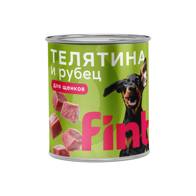 FINT влажный корм для щенков крупных пород с телятиной и рубцом, в консервах - 850 г