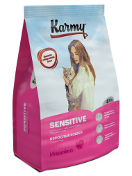 Karmy Sensitive сухой корм для взрослых кошек с чувствительным пищеварением с индейкой - 400 г