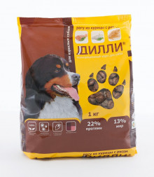 Дилли сухой корм для взрослых собак рагу из курицы с рисом - 1 кг