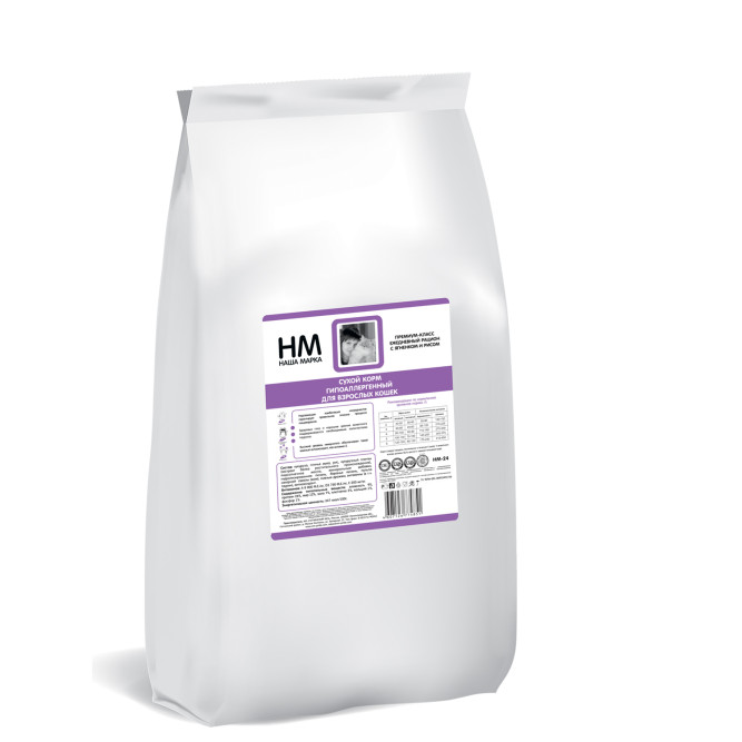 Наша Марка Гипоаллергенный корм для взрослых кошек с ягненком и рисом - 15 кг