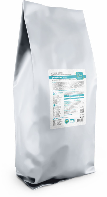 Clan Classic Sensitive 33/14 сухой корм для взрослых кошек с чувствительным пищеварением, с атлантической рыбой и индейкой - 10 кг