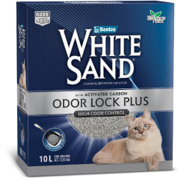White Sand Odor Lock Plus комкующийся наполнитель с активированным углем без запаха - 8,5 кг (10 л)