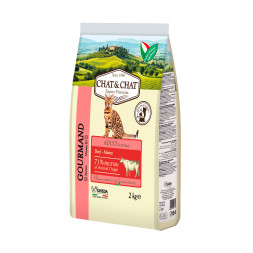 Chat&Chat Adult Gourmand Beef сухой корм для взрослых кошек с говядиной - 2 кг