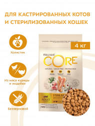 Wellness Core сухой корм для стерилизованных кошек с курицей и индейкой 4 кг