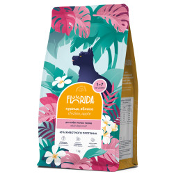 Florida сухой корм для взрослых собак мелких пород с курицей и яблоком - 1 кг