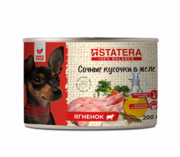 Statera полнорационный влажный корм для взрослых собак сочные кусочки в желе с ягненком, в консервах - 200 г х 12 шт