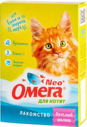 Омега Neo+ Веселый Малыш витаминизированное лакомство для котят, с пребиотиком и таурином - 90 таблеток