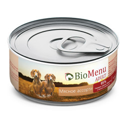BioMenu Adult влажный корм для взрослых собак Мясное ассорти, в консервах  - 100 г х 24 шт