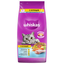 Whiskas сухой корм для стерилизованных кошек с курицей и вкусными подушечками - 5 кг