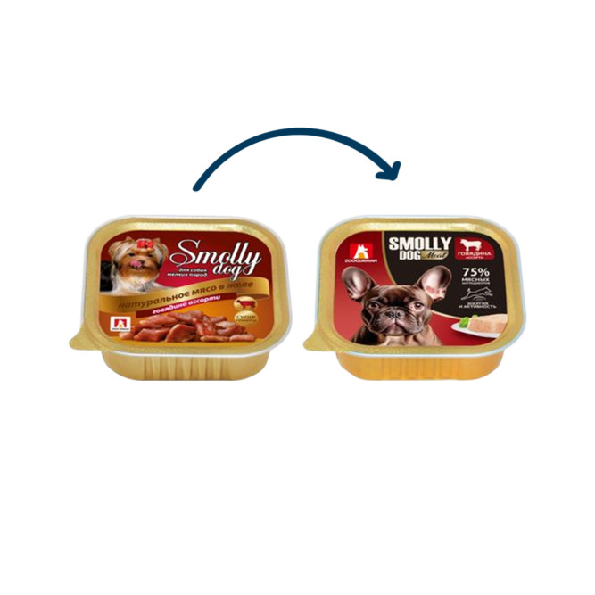 Зоогурман влажный корм для взрослых собак мелких и средних пород, с говядиной - 100 г x 15 шт