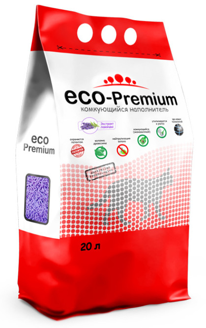 ECO-Premium наполнитель древесный комкующийся с ароматом лаванды - 20 л (7,6 кг)