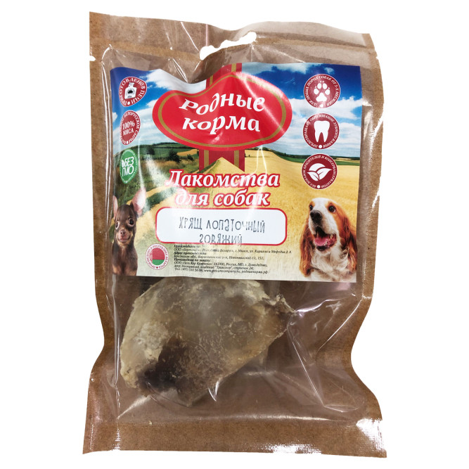 Родные Корма лакомство для собак мелких пород хрящ лопаточный говяжий, сушеный в дровяной печи - 35 г