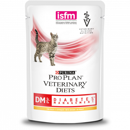 Purina Pro Plan Veterinary diets DM St/Ox Diabetes Management влажный корм для взрослых кошек при диабете с курицей - 85 г х 10 шт