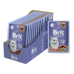 Brit Premium паучи для взрослых кошек с птицей кусочки в желе - 85 г х 14 шт