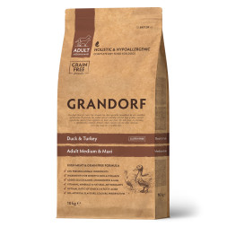 Grandorf сухой корм для взрослых собак средних и крупных пород с уткой и индейкой - 10 кг