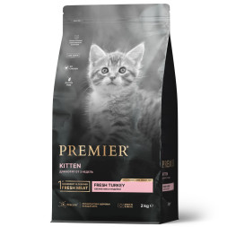 Premier Cat Turkey Kitten сухой корм для котят и кормящих или беременных кошек, свежее мясо индейки - 2 кг