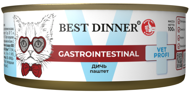 Best Dinner Exclusive консервы для кошек при проблемах пищеварения паштет с дичью - 100 г х 12 шт