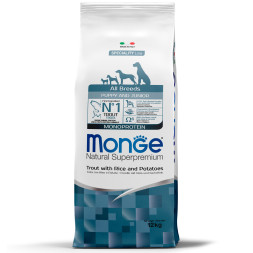 Monge Dog Speciality Line Monoprotein сухой корм для щенков всех пород с форелью, рисом и картофелем - 12 кг