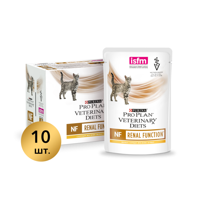 Purina Pro Plan Veterinary Diets NF Renal Function влажный корм для взрослых кошек при заболеваниях почек с курицей - 85 г х 10 шт