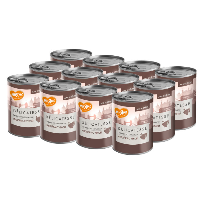 Мнямс Delicatesse "Турдакен по-британски" влажный корм для собак паштет из индейки с уткой, в консервах - 400 г х 12 шт