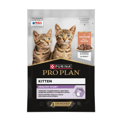 Purina Pro Plan Healthy Start влажный корм для котят, беременных и кормящих кошек, кусочки с лососем в соусе, в паучах - 85 г х 26 шт