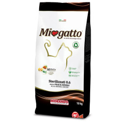 Miogatto Sterilized сухой корм для взрослых стерилизованных кошек с курицей - 10 кг