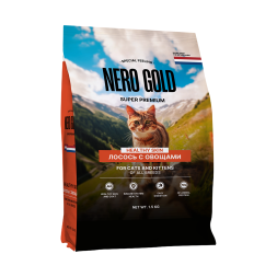 Nero Gold Super Premium сухой корм для кошек и котят с лососем и овощами - 1,5 кг