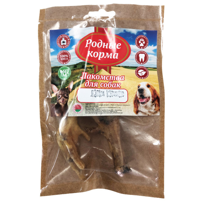 Родные Корма лакомство для собак лапки куриные, сушеные в дровяной печи