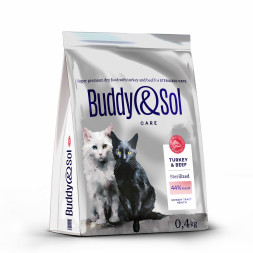 Buddy&Sol Care Sterilized сухой корм для взрослых стерилизованных кошек с индейкой и говядиной - 400 г