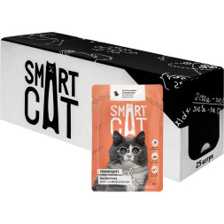 Smart Cat паучи для взрослых кошек и котят с индейкой кусочки в соусе - 85 г х 25 шт