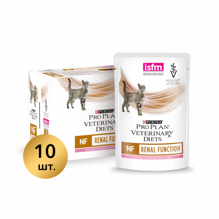Purina Pro Plan Veterinary Diets NF Renal Function влажный корм для взрослых кошек при заболеваниях почек с лососем - 85 г х 10 шт