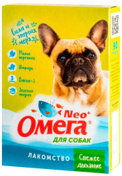 Омега Neo+ Свежее Дыхание витаминизированное лакомство для собак, с мятой и имбирем - 90 таблеток
